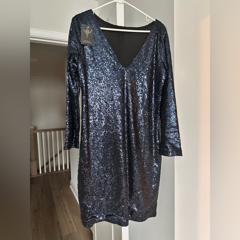 Navy Blue Sequin Dress